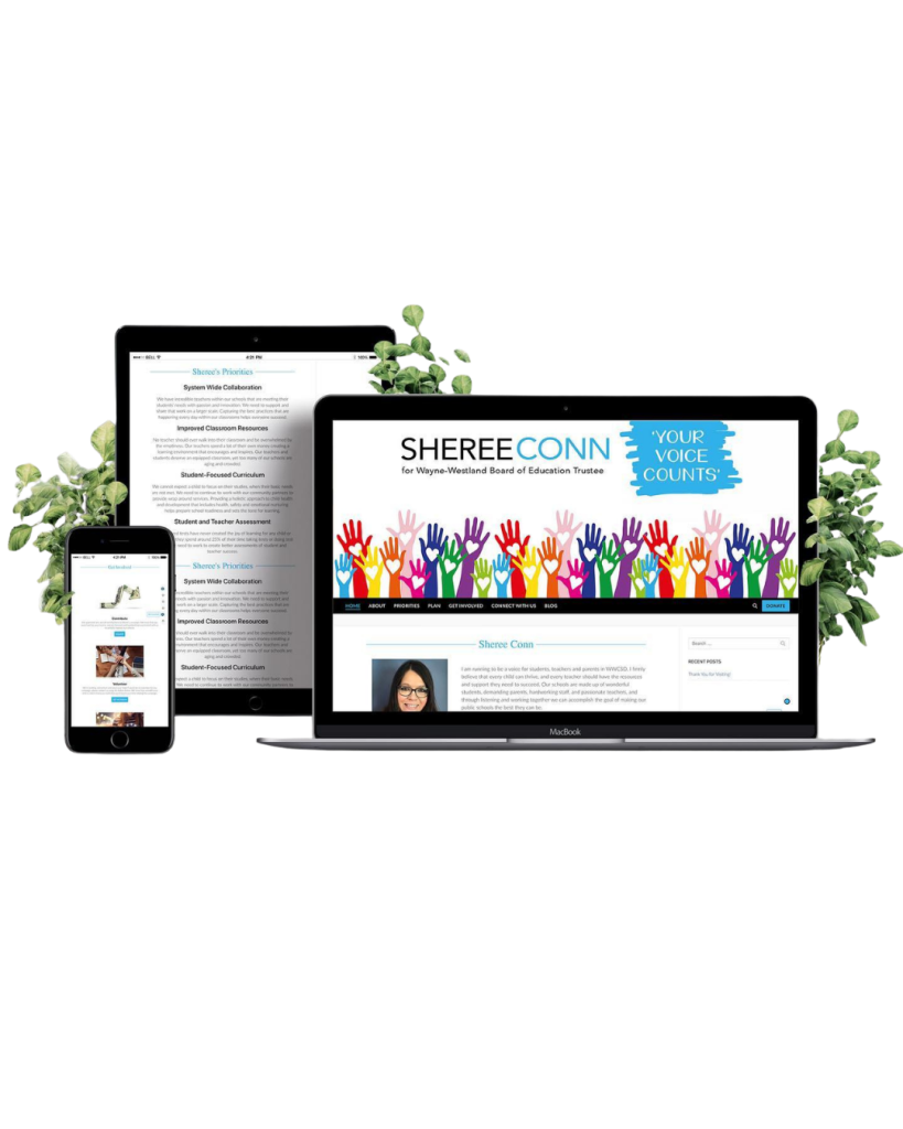 Custom website design for a school board candidate campaign