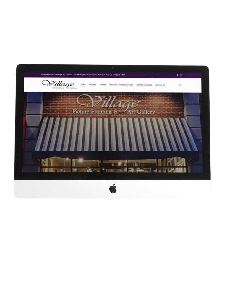 Custom website design for a picture framing and art gallery business