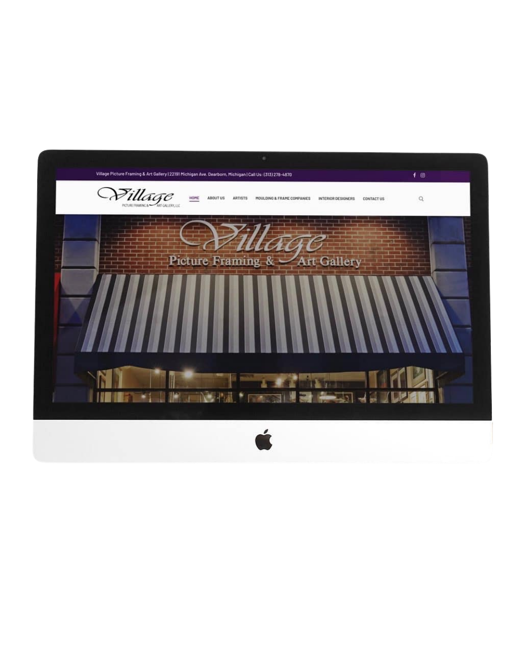 Custom website design for a picture framing and art gallery business
